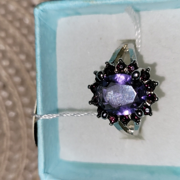 Jewelry - 10 Kt Gold Filled Purple Cz Cocktail Ring Size 8